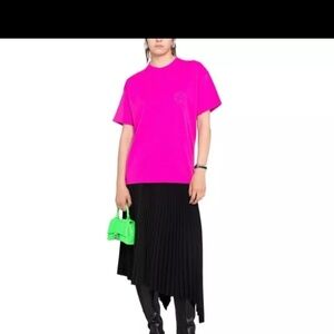 BALENCIAGA Logo Crest Embroidered T-Shirt Color : LIPSTK PNK Size : Small